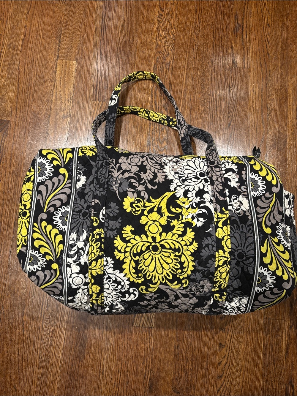 Vera Bradley Quilted Floral Travel large duffle -lime green, grey, white & Black